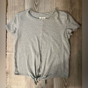 Madewell Texture & Thread Modern Tie-Front Top - Grey